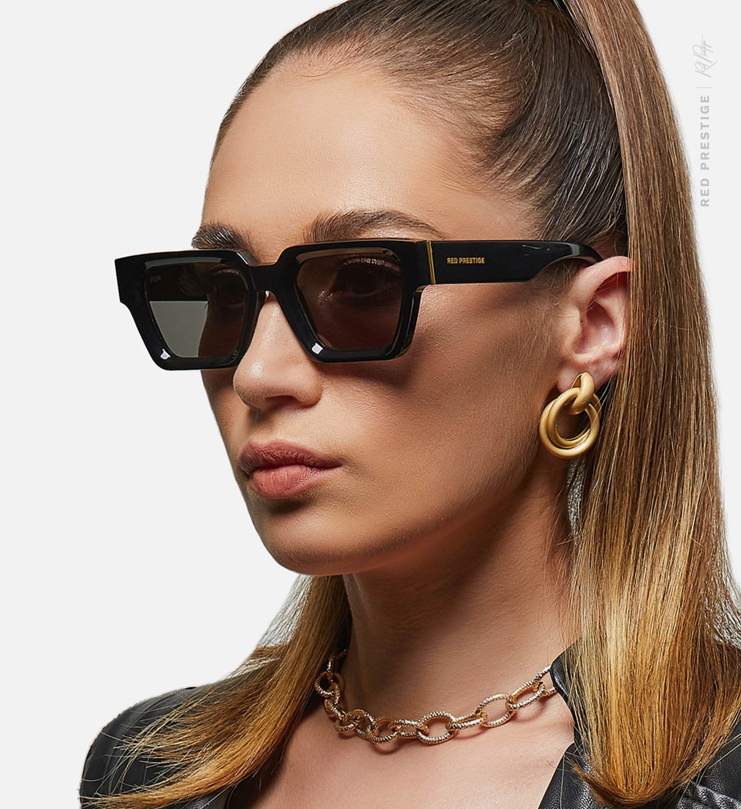 RED PRESTIGE® Grail Black Sunglasses On Model